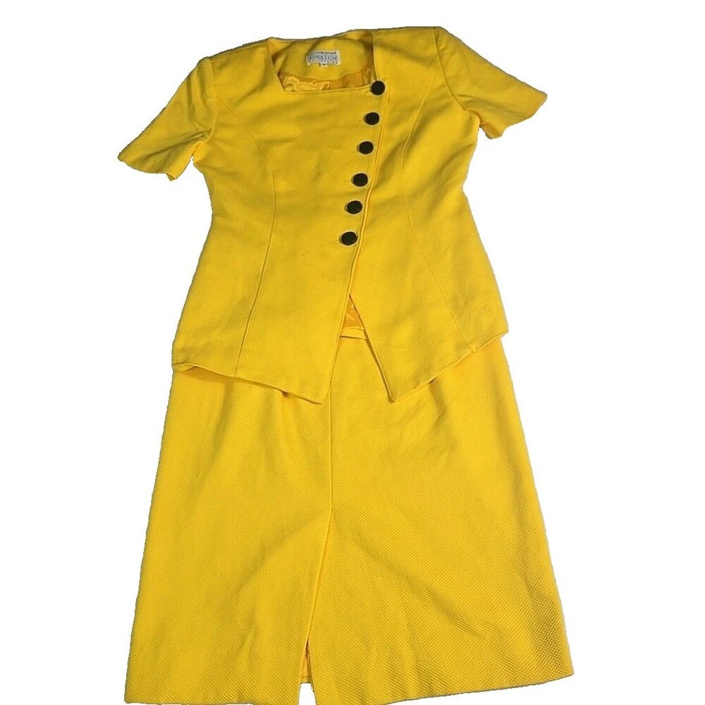 Vintage Saks Fifth Avenue Folio Yellow Skirt Suit Women’s 4 Asymmetrical
